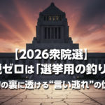 【2026衆院選】消費税ゼロは「選挙用の釣り」か？公約の裏に透ける“言い逃れ”の伏線